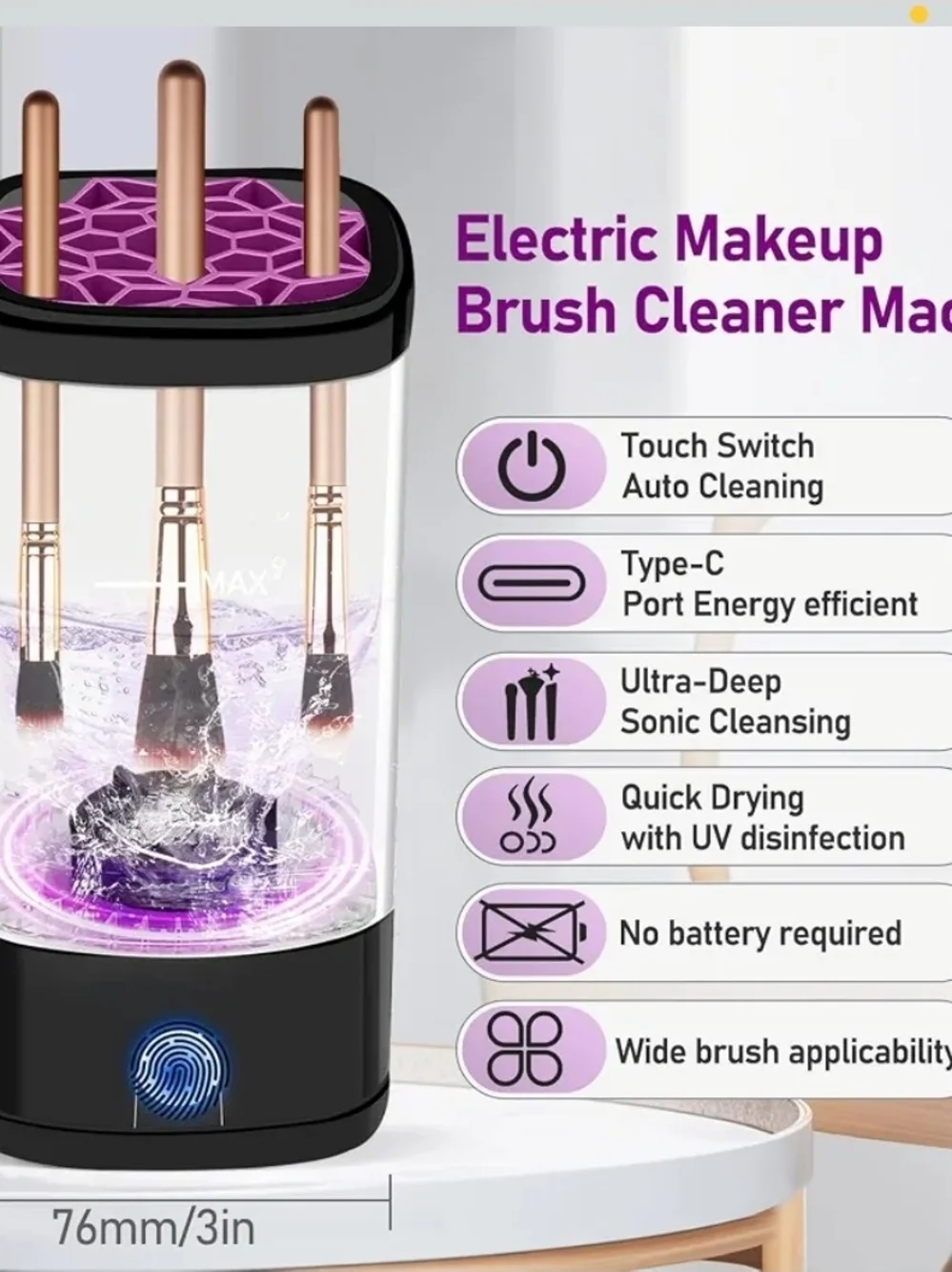 Makeup Brush Cleaner - Electric Brush Cleaner (Green/White)
